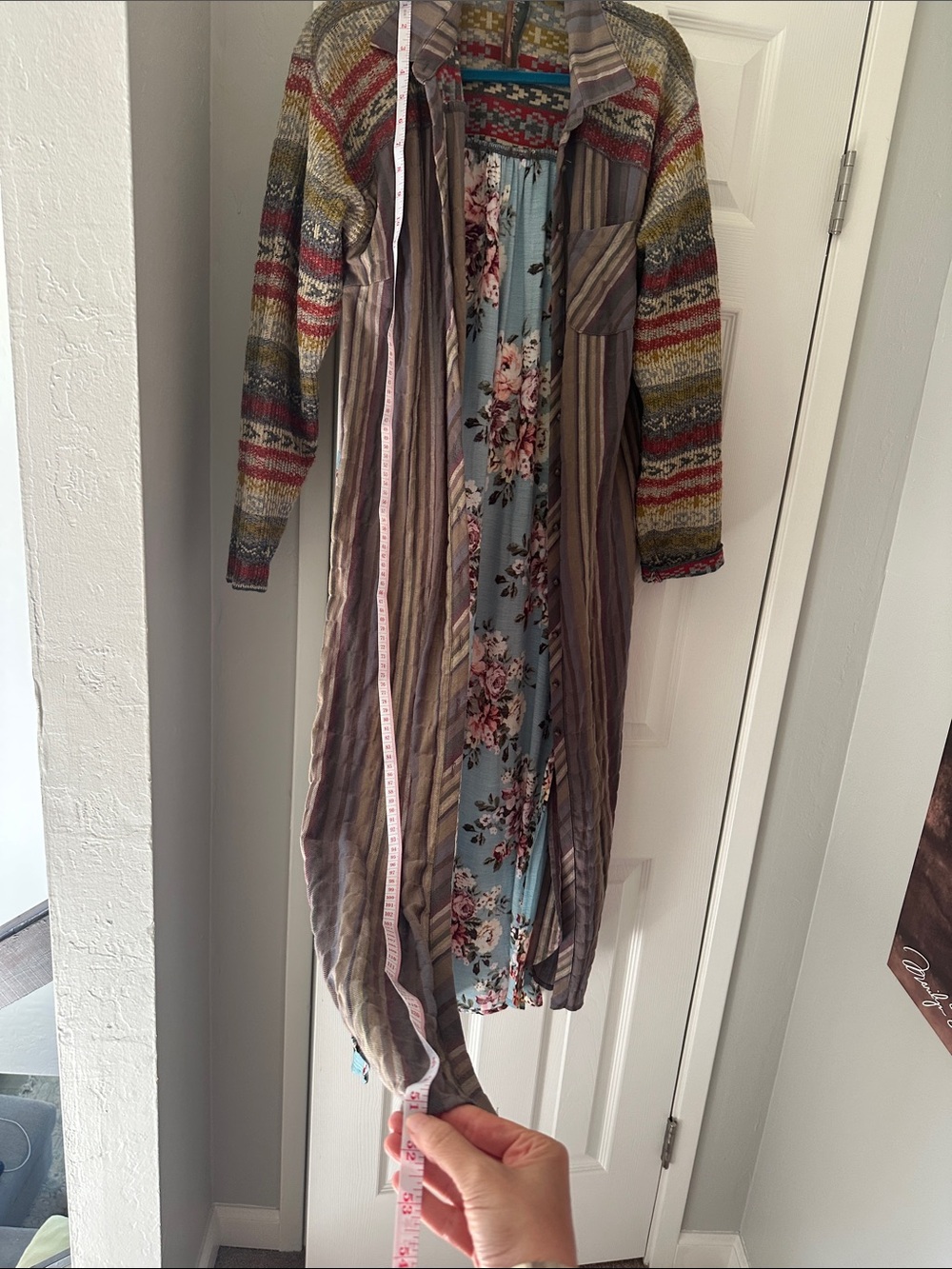 Boho Floral-Panel Maxi Dress in Blue and Multicolor - Picture 4 of 9